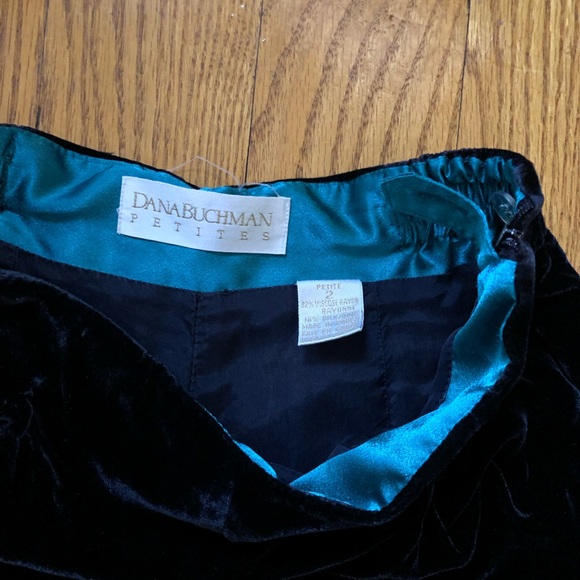 vintage crushed velvet slacks, dana buchman petite high waisted silk pants 2P - Picture 4 of 4